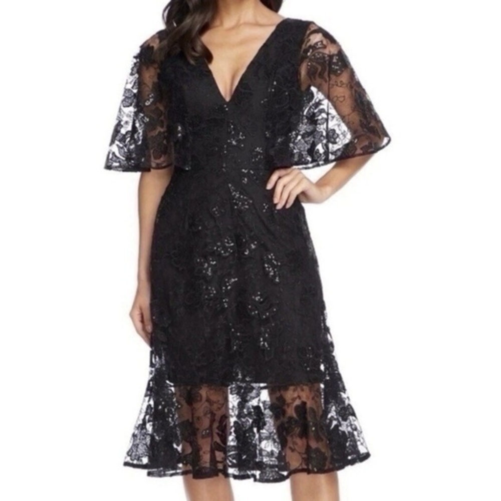 Dress The Population. Black Lace Roseanna Dress.‎
